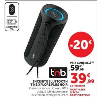 Enceinte Bluetooth T'nB Xplore Plus Noir