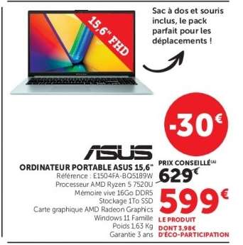 ORDINATEUR PORTABLE ASUS 15.6”