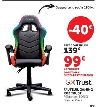 FAUTEUIL GAMING RGB TRUST