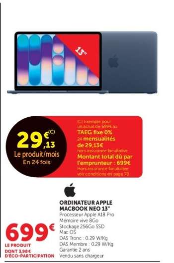 ORDINATEUR APPLE MACBOOK NEO 13"
