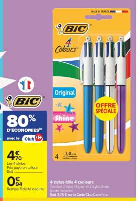 BIC 4 stylos-bille 4 couleurs