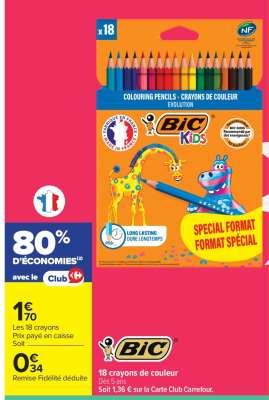 BIC Kids 18 Crayons de couleur