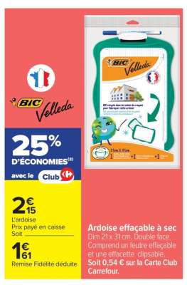 BIC Velleda Ardoise effaçable à sec