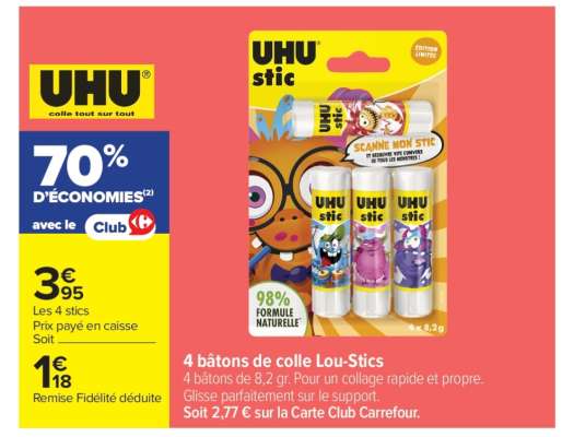 4 bâtons de colle Lou-Stics