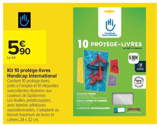 Kit 10 protège-livres Handicap International