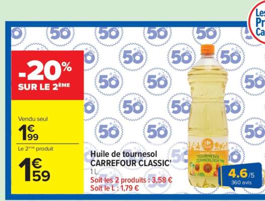 HUILE DE TOURNESOL CARREFOUR CLASSIC