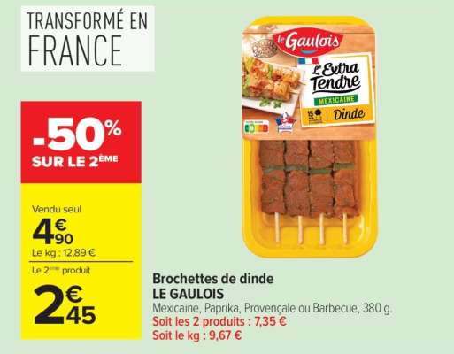 BROCHETTES DE DINDE LE GAULOIS
