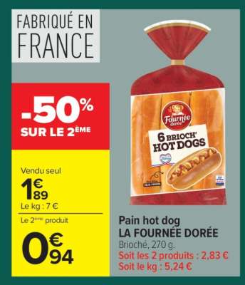 Pain Hot Dog LA FOURNÉE DORÉE