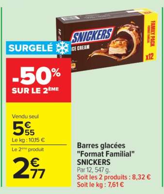 Barres glacées "Format Familial" SNICKERS
