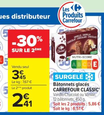 Bâtonnets glacés CARREFOUR CLASSIC'
