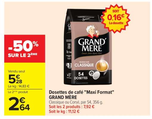 Dosettes de café "Maxi Format" GRAND MÈRE