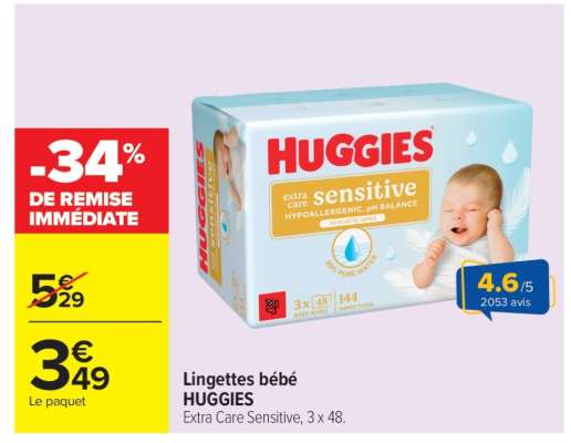 LINGETTES BÉBÉ “HUGGIES”