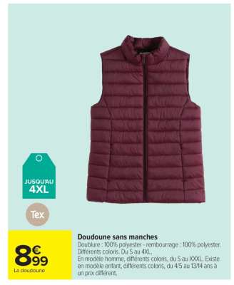 DOUDOUNE SANS MANCHES