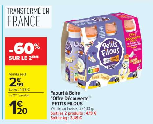 Yaourt à Boire "Offre Découverte" PETITS FILOUS