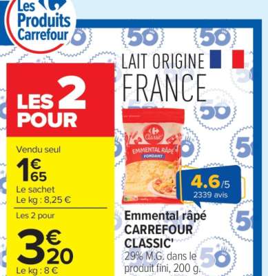 EMMENTAL RÂPÉ CARREFOUR CLASSIC