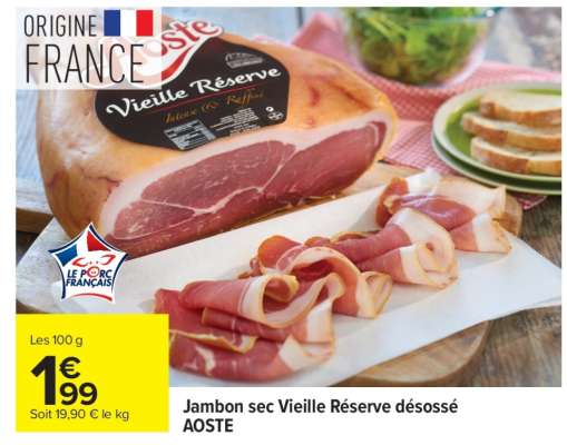 Jambon sec Vieille Réserve désossé AOSTE