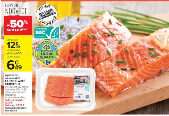 4 pavés de saumon ASC FILIÈRE QUALITÉ CARREFOUR