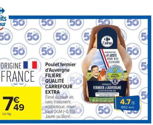 Poulet fermier d'Auvergne FILIÈRE QUALITÉ CARREFOUR EXTRA