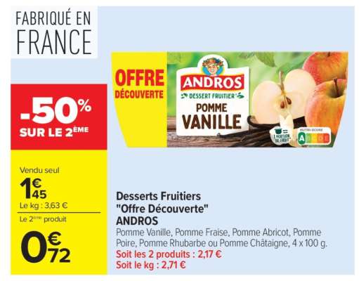 Desserts fruitiers "Offre Découverte" ANDROS