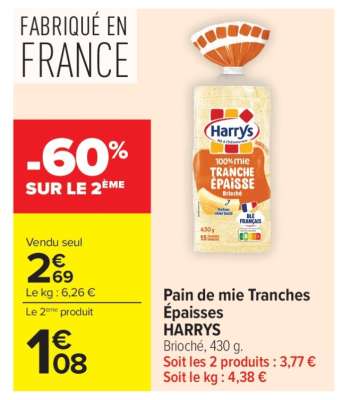 Pain de mie Tranches Épaisses HARRYS