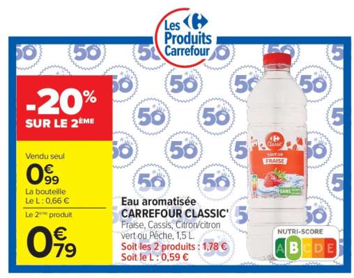 Eau aromatisée CARREFOUR CLASSIC'