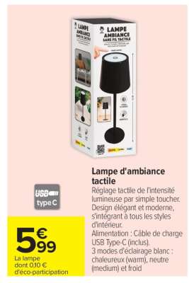 Lampe d'ambiance tactile