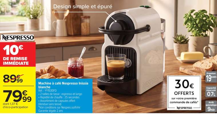 Machine A Café Nespresso Inissia Blanche