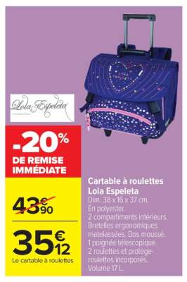 Cartable à roulettes Lola Espeleta