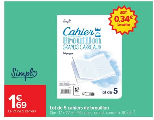 Lot de 5 cahiers de brouillon