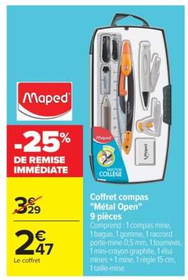 Coffret compas "Métal Open" 9 pièces