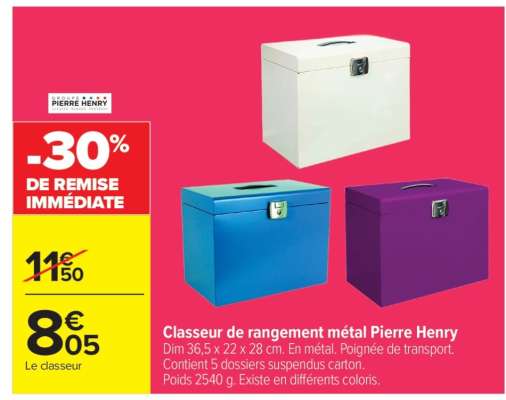 Classeur de rangement métal Pierre Henry
