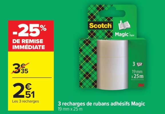 3 recharges de rubans adhésifs Magic