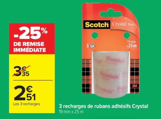 3 recharges de rubans adhésifs Crystal