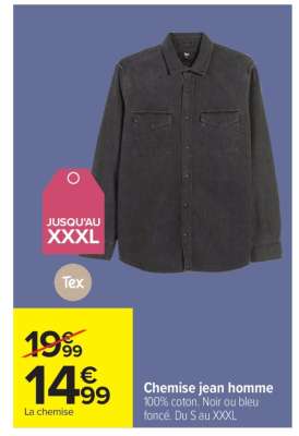 Chemise jean homme