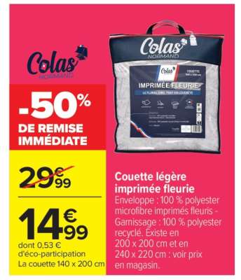 Couette légère imprimée fleurie