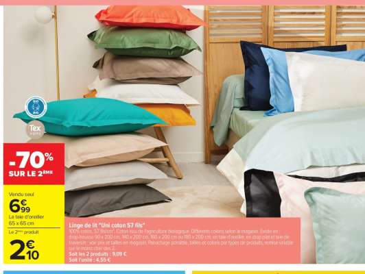 Linge de lit «Uni coton 57 fils»