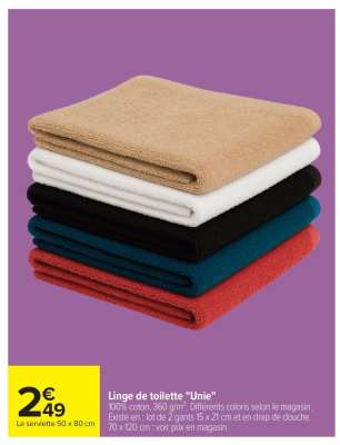 Linge de toilette "Unie"