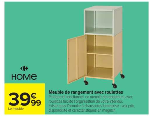 Meuble de rangement avec roulettes