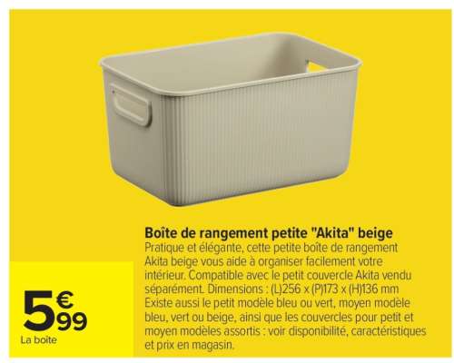Boîte de rangement petite "Akita" beige