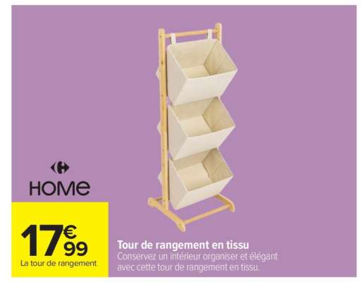 Tour de rangement en tissu