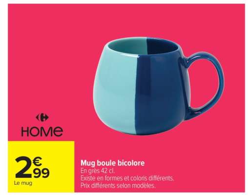 Mug boule bicolore