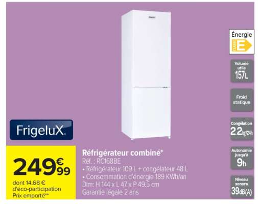 FrigeluX Réfrigérateur combiné