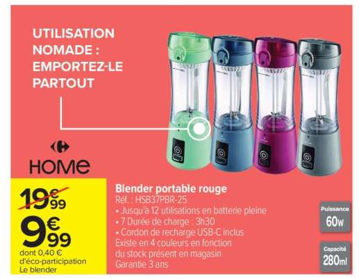 Blender portable rouge