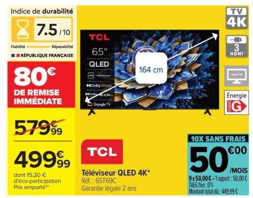 TCL Téléviseur QLED 4K*