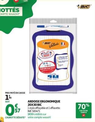 ARDOISE ERGONOMIQUE 20X30 BIC