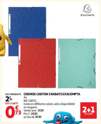 CHEMISE CARTON 3 RABATS EXACOMPTA