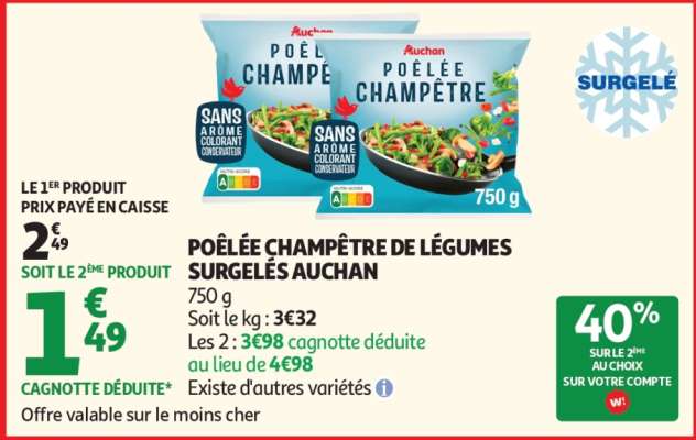 POÊLÉE CHAMPÊTRE DE LÉGUMES SURGELÉS AUCHAN