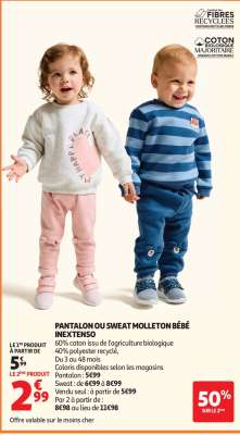 PANTALON OU SWEAT MOLLETON BÉBÉ INEXTENSO