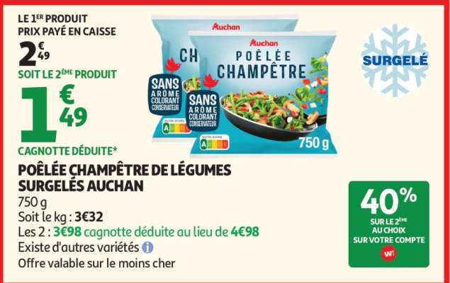 POÊLÉE CHAMPÊTRE DE LÉGUMES SURGELÉS AUCHAN