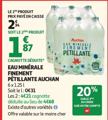 Eau Minérale Finement Pétillante Auchan